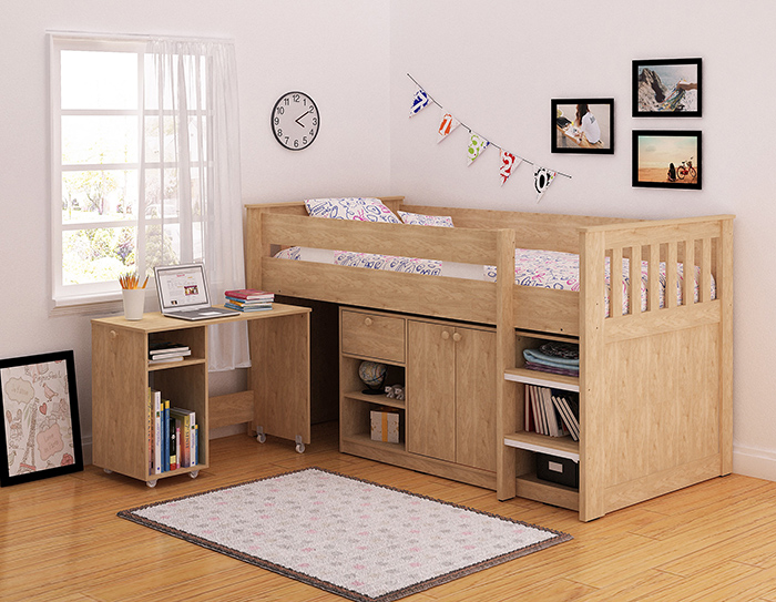 Merlin Study Bunk In Oak Effect Veneer Merlin Study Bunk In Oak Effect Veneer